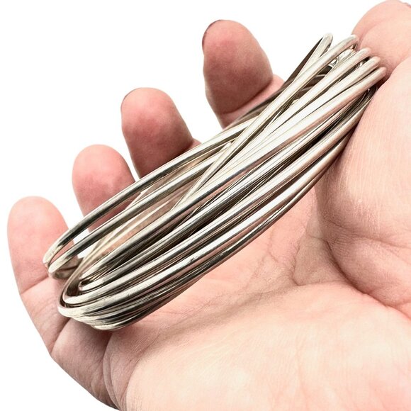 Interlocking Bangle Sterling Silver Bracelet B0640 90 Gram - Picture 4 of 4